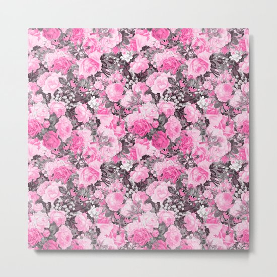 Floral pink vintage pattern Metal Print