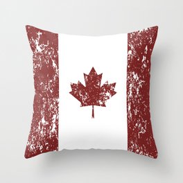 Old scratched Canadian flag Throw Pillow