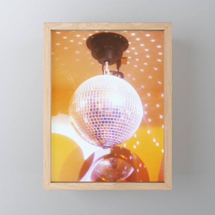 Yellow Groovy Disco Ball Framed Mini Art Print
