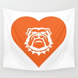 Bulldog Mascot Cares Orange Wall Tapestry