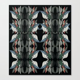 Black Swan Floral- Fantasy Decoupage Canvas Print