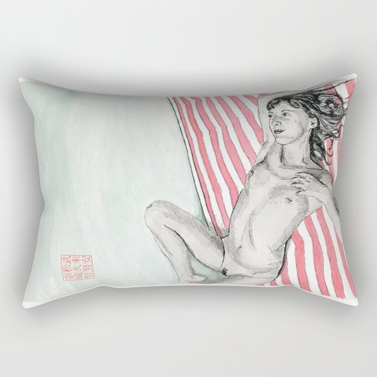 Girl on a Bed Rectangular Pillow
