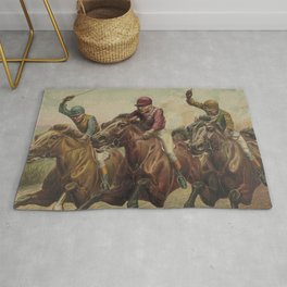 Vintage Finish Line Horse Jockeys Illustration (1891) Rug