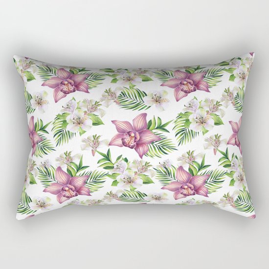 Orchids. White pattern Rectangular Pillow