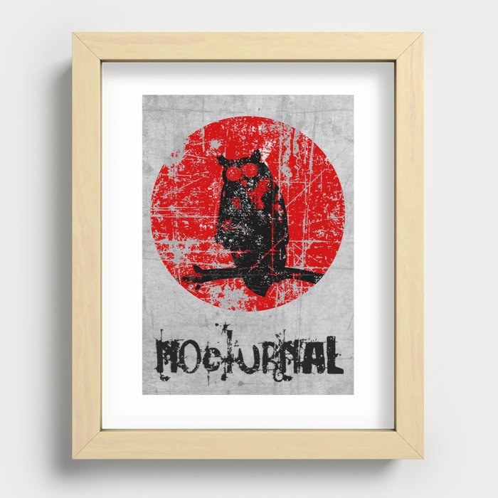 Nocturnal - Grunge Owl Recessed Framed Print