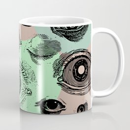 Vintage Eyeball Abstract Blob Background  Coffee Mug | Etching, Eye, Pink, Eyeball, Pop Art, Antique, Anatomy, Illustration, Green, Digital 