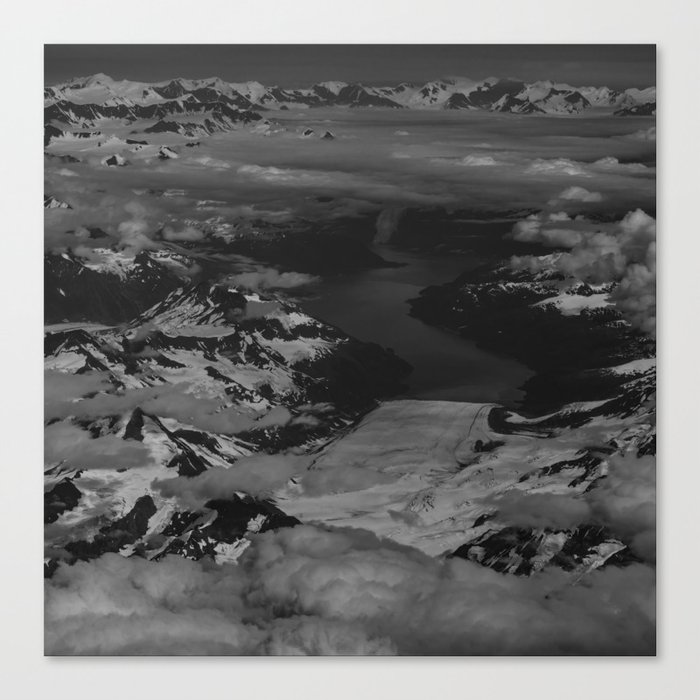 Aerial Glacier Six, B & W - Alaska Canvas Print
