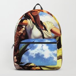 Love and Spanish Guitar (tocaores) in the Sonoran Desert, Señorita romantic portrait painting Backpack