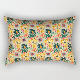 Colorful Floral Pattern On Beige Background Rectangular Pillow