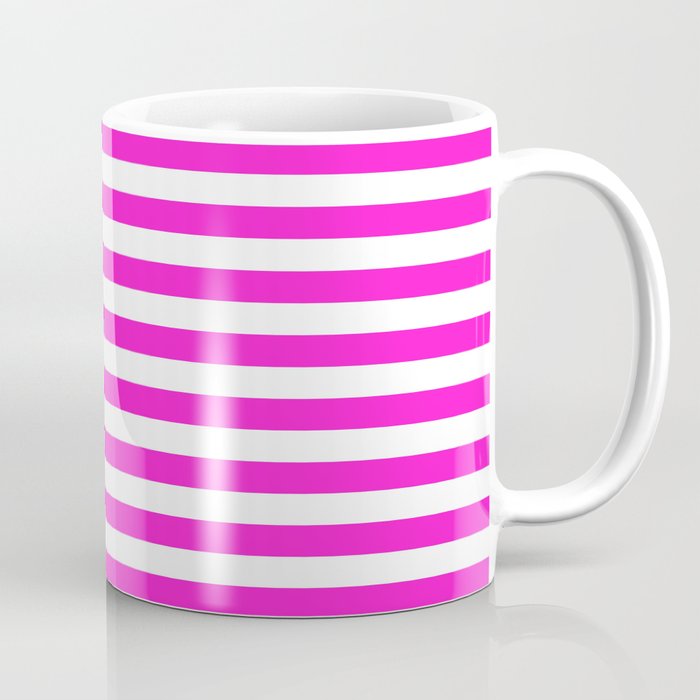 Horizontal Stripes (Hot Magenta/White) Coffee Mug