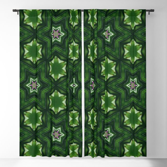green patchwork mandala stars Blackout Curtain