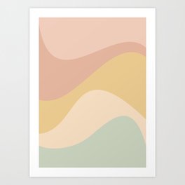 Abstract Color Waves - Neutral Pastel Art Print
