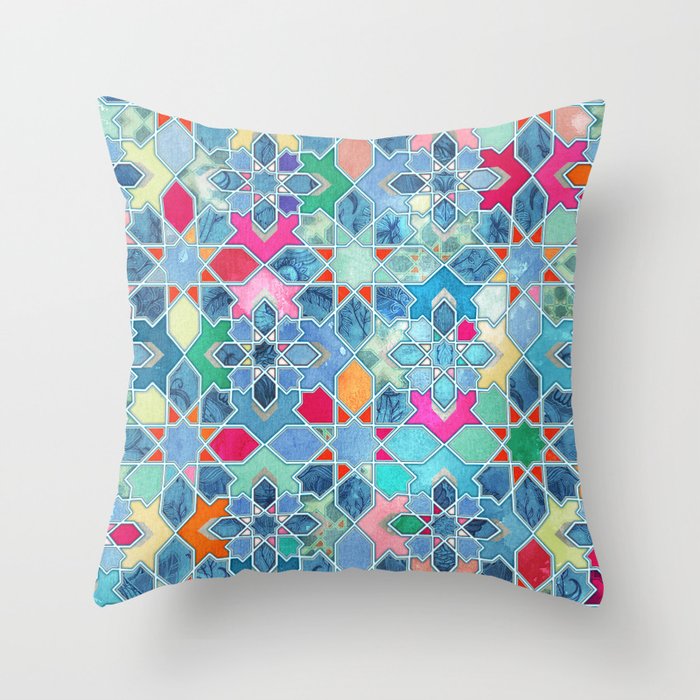 Pretty Pastel Tile Mosaic Pattern Throw Pillow