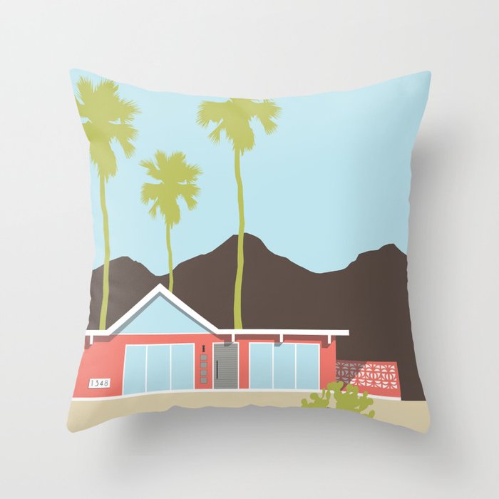 Mid-Century Palm Springs Inspired House 1 Throw Pillow