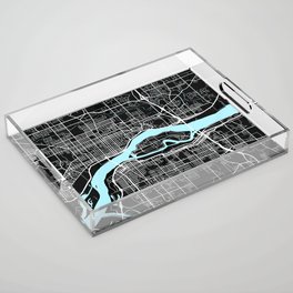 Quad Cities Map - Black Acrylic Tray