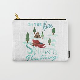 In the Lane Snow is Glistening Sleigh and Snowy A-Frame Cabin Carry-All Pouch