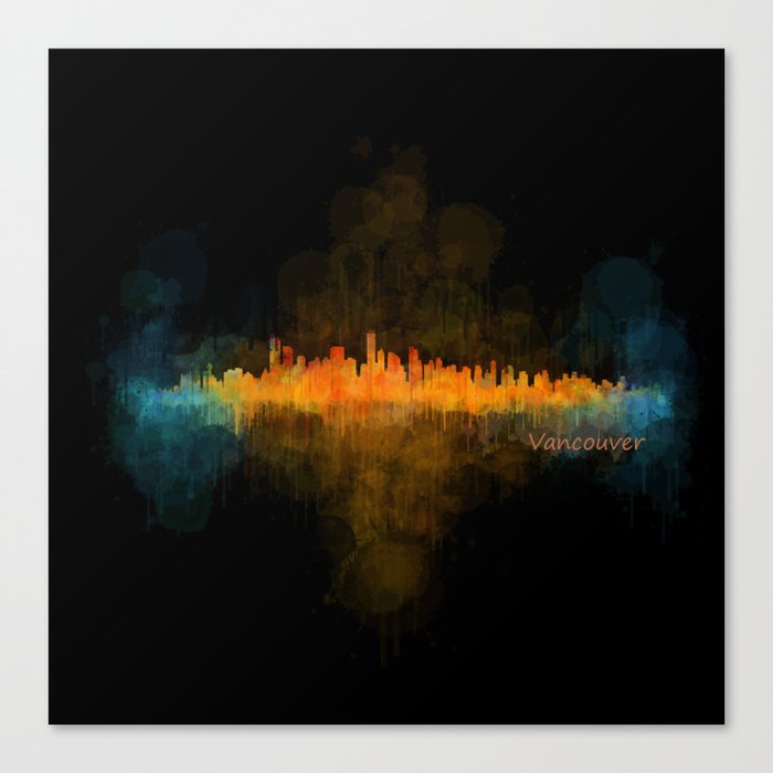 Vancouver Canada City Skyline Hq V04 Dark Canvas Print By Hqphoto
