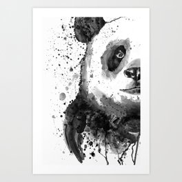 Black And White Half Faced Panda Art Print