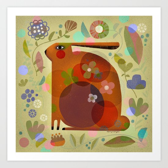 ORANGE BUNNY Art Print
