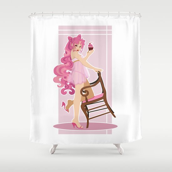 Sailor Moon Pinup - Chibiusa Cupcake Shower Curtain