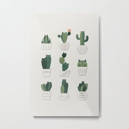 Cat and Plant 20: Cattus Metal Print | Houseplant, Kitty, Cat, Cuteplant, Drawing, Ilovedoodle, Calm, Plantart, Catcactus, Curated 