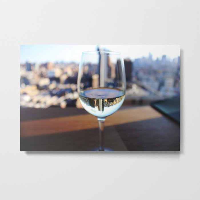 New York City Skyline in Wine Glass Metal Print