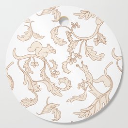 Squirrels and Acorns Pattern (cream on white) Cutting Board