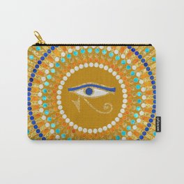 Eye of Thoth with Mandala Inspired By Ancient Egyptian Necklace (Gold Ochre Backround) Carry-All Pouch
