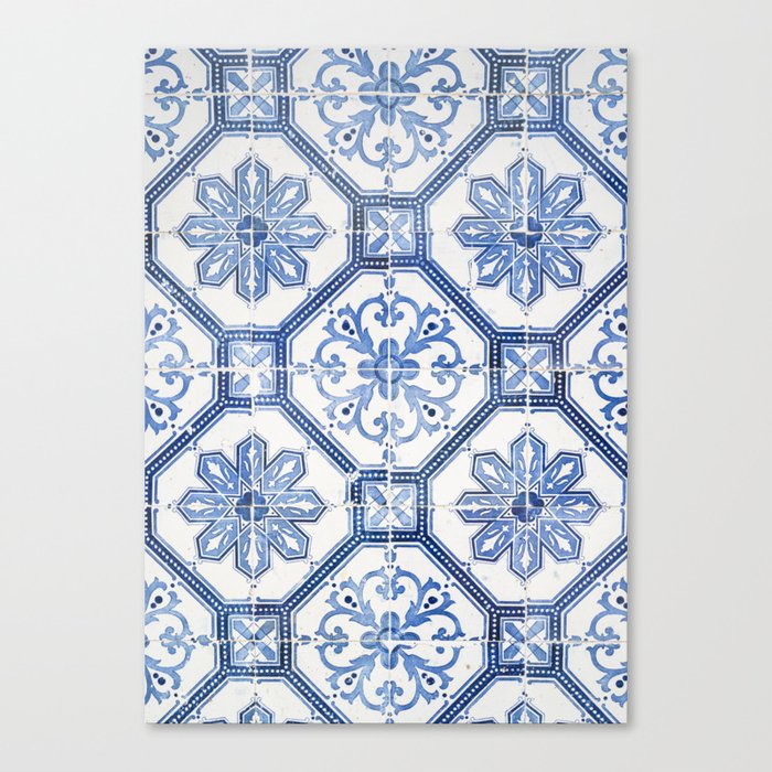 Blue Portugese Tile Pattern | Colorful Travel Photography in Portugal | Azulejos House Design Art Print Canvas Print