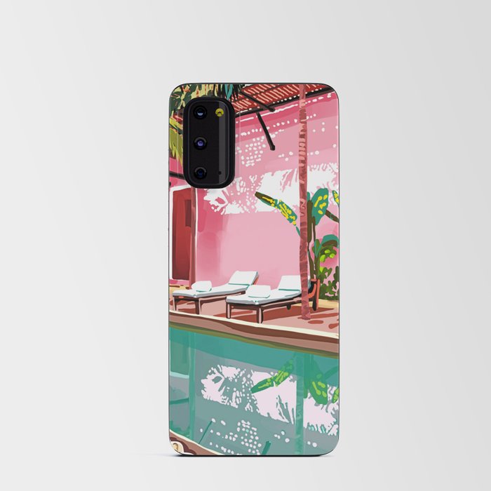 Vacay Villa | Blush Pink Summer Architecture | Tropical Travel Building | Palm Bohemian Resort Android Card Case