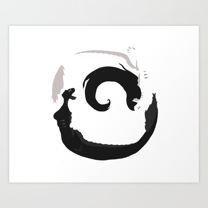 Abstract Yin And Yang Mermaids Art Print By Littleredmoose Society6