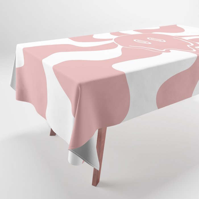 Smile Melt - Pink and White Tablecloth