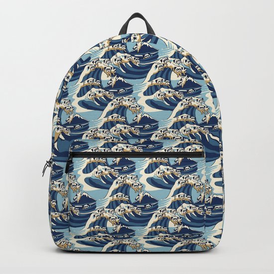 The Great Wave of Pug Pattern Backpack