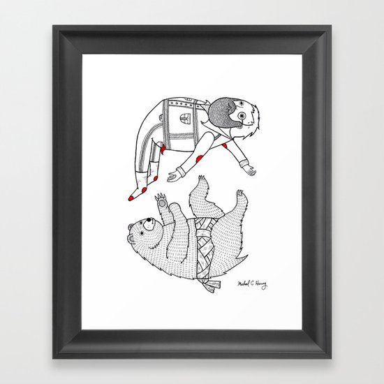 On the bear's uncontrollable urge to toss his master in the air Framed Art Print