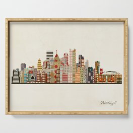 pittsburgh skyline Serving Tray