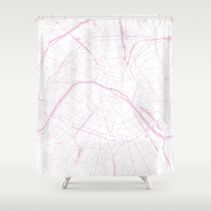 Paris France Minimal Street Map Pretty Pink And White Shower