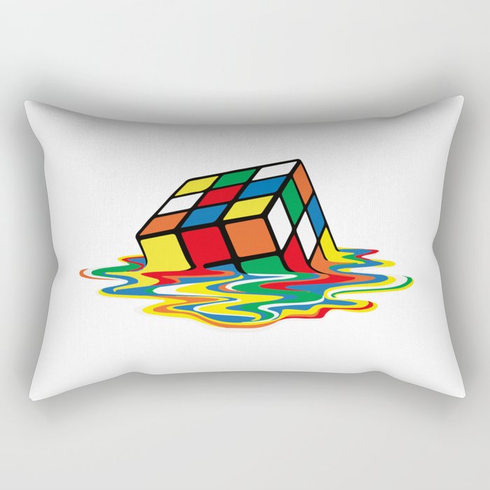 Rubik Cube Melted Original Artwork For Prints Posters Tshirts Rectangular Pillow By Cloth O Rama