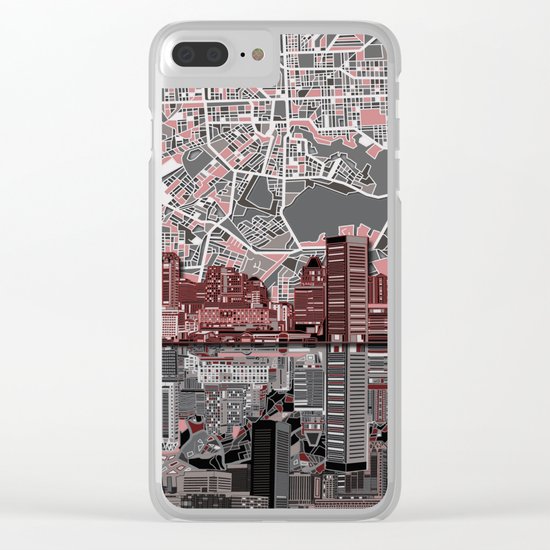 baltimore city skyline abstract Clear iPhone Case
