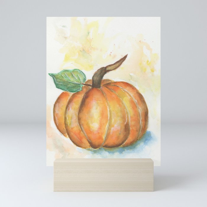 Pumpkin watercolor Mini Art Print