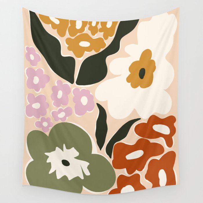 Retro flower party  Wall Tapestry