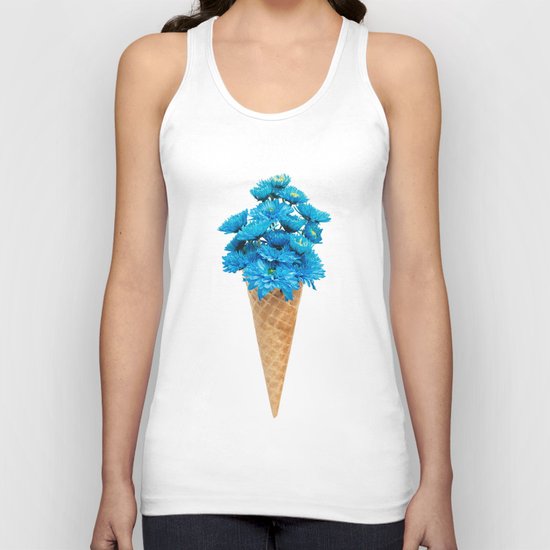 Blue Chrysanthemum in Ice Cream Cone Unisex Tank Top
