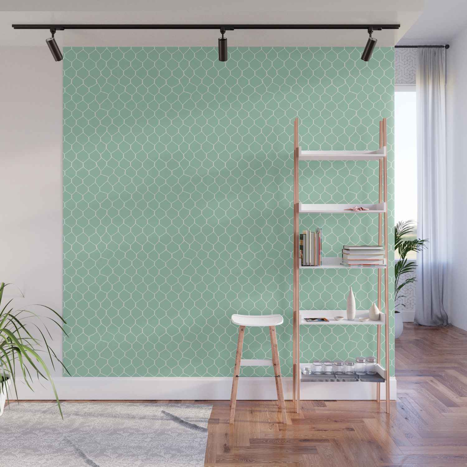 Chicken Wire Mint Wall Mural By Projectm Society6
