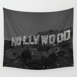 HOLLYWOOD SIGN | digital collage artwork | glitter shine | sparkle art | California | Los Angeles  Wall Tapestry
