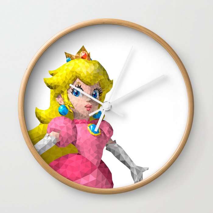 Princess Peach Super Mario Nintendo Ilration Pixel Art Wall Clock By Eightandabit