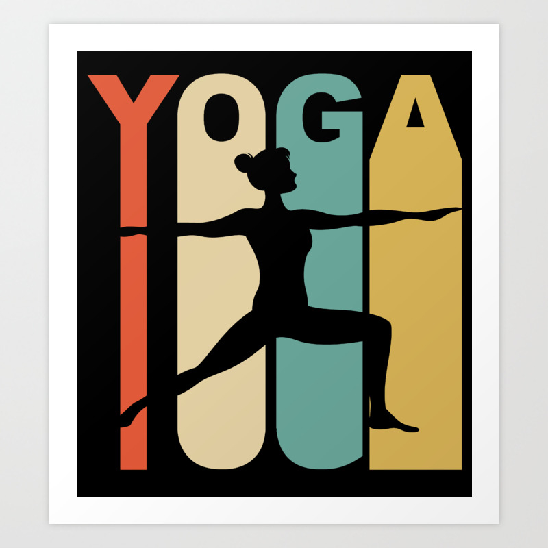 Vintage Style Warrior Two Yoga Pose Silhouette Retro Art Print By Awesomeart Society6