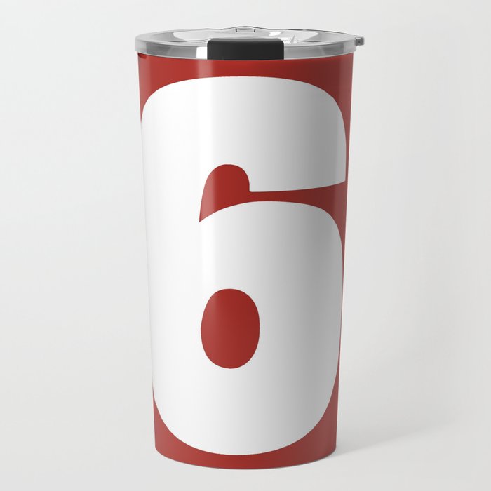 6 (White & Maroon Number) Travel Mug