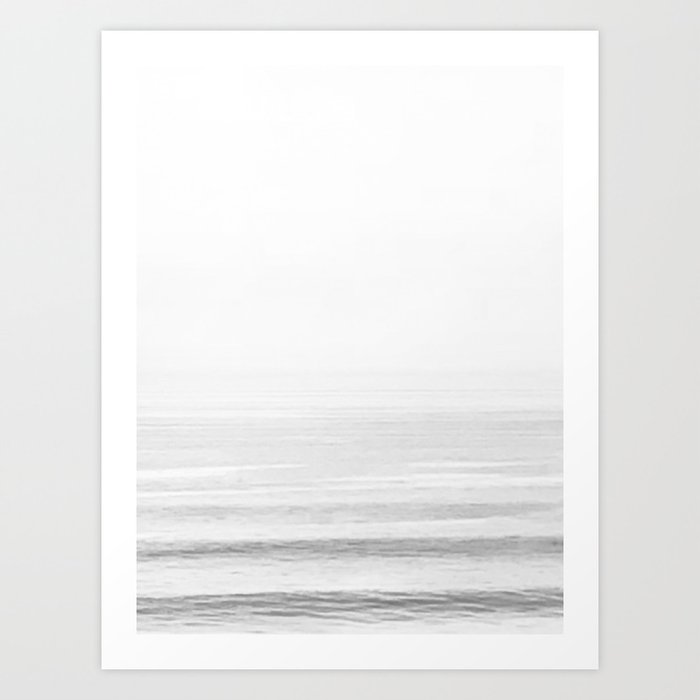 Washed Out Ocean Waves B&W // California Beach Surf Horizon Summer Sunrise Abstract Photograph Vibes Art Print