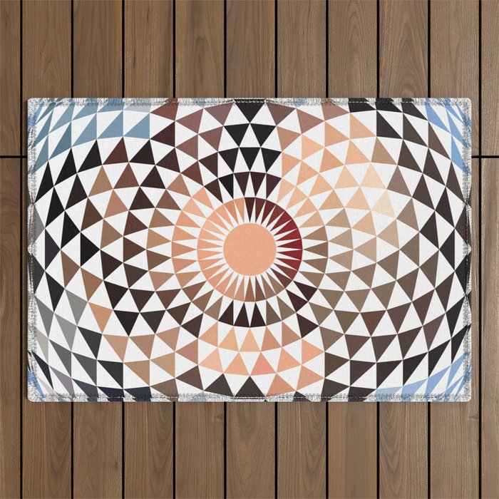Portrait of a man made up of vector triangles Outdoor Rug