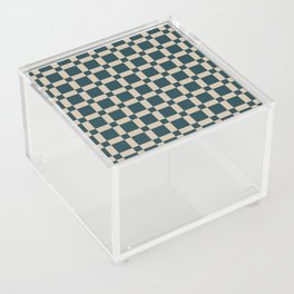 Contemporary Retro Checkerboard Pattern Tan & Bottle Green Acrylic Box