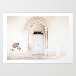 White Door - Minimal Pastel Architecture - Portugal Europe travel photography by Ingrid Beddoes Art Print